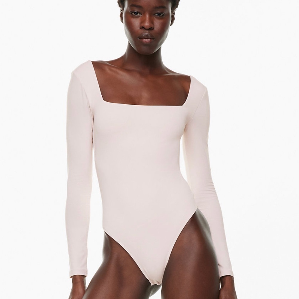 Aritzia Squareneck bodysuit in white sand. Brand new!